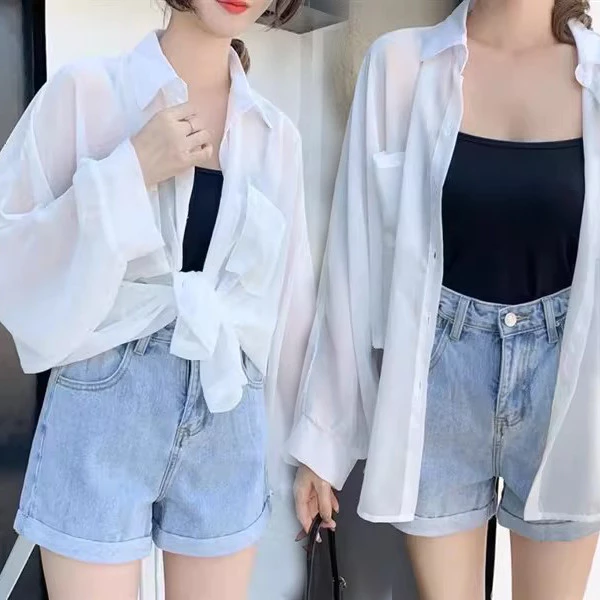 Red Berry เสื้อกันแดด ทำจากผ้าชีฟอง แขนยาว มีกระเป๋า 2 ข้าง น้ำหนักเบาและสวมใส่สบาย 008