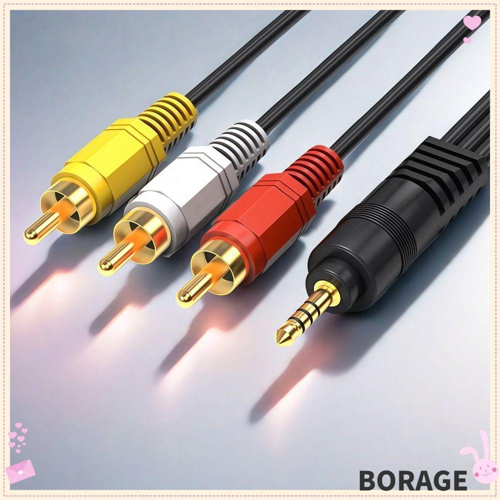 BORAG 3.5 มม.ถึง 3 สาย RCA, Gold Plated Plug and Play สาย AV, คุณภาพสูง 1 ถึง 3 ชายชายทนทานเปลี่ยนสา