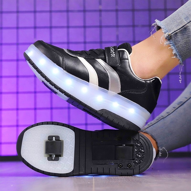 2025 New Overseas Light led Runaway Shoes Double Wheel Boys Wheel Shoes