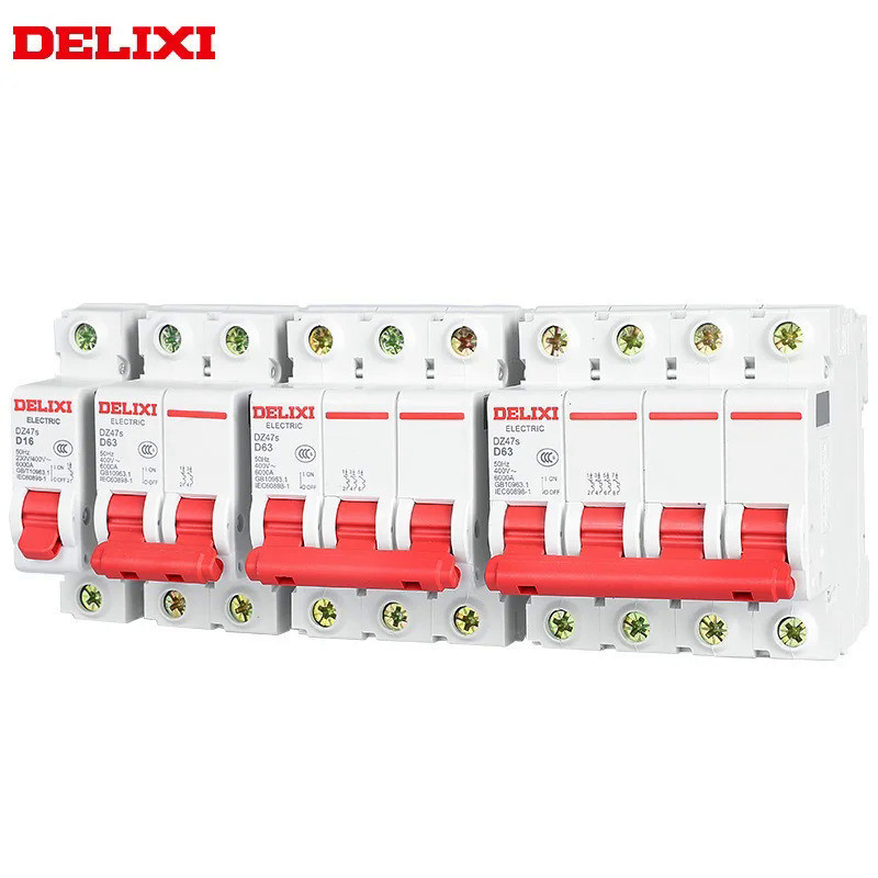 Delixi MCB เบรกเกอร์วงจรขนาดเล็ก DZ47s Type D 6KA 1P 2P 3P 4P 6A 10A 16A 20A 25A 32A 40A 50A 63A