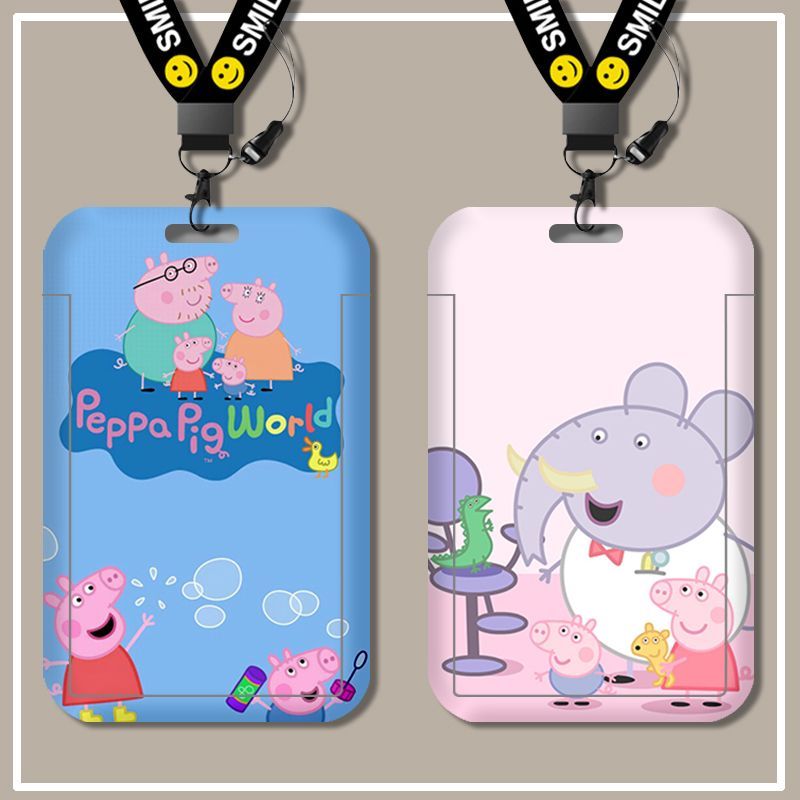 Peppa Pig Custom Student School Access ID Card Cover Bus MRT Name Holder