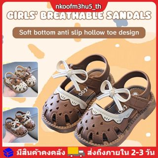 สินค้ามีในสต็อก รองเท้าแตะเด็กหญิงฤดูร้อน โบว์ผูก สบายระบายอ…
