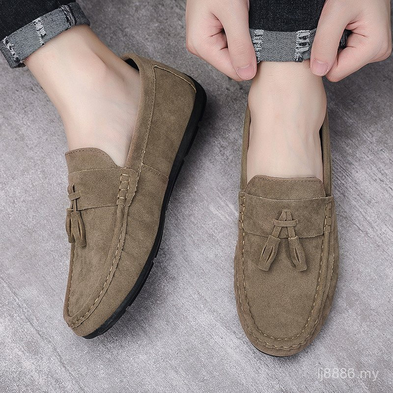 2026 Slip On Suede Leather Black Shoes Men Driving Shoes Low-Top Loafer E8JP SJEW