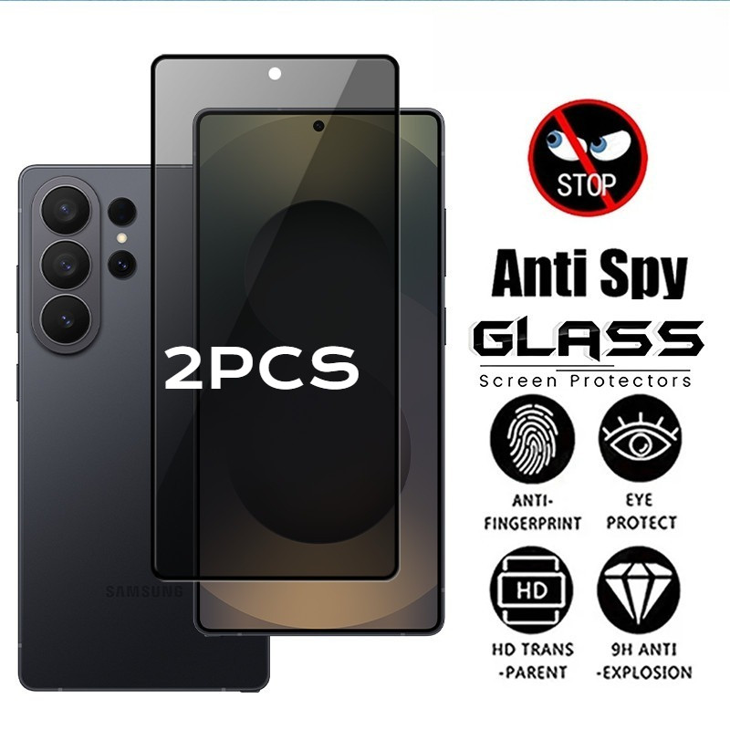 2PCS Anti Spy ความเป็นส่วนตัว Black Edge ฟิล์มกระจกนิรภัยสําหรับ Samsung Galaxy XCover 7 6 Pro Black