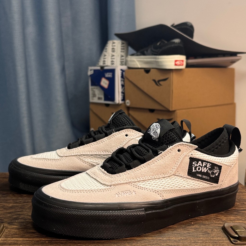 Vans Half Cab รองเท้าบอร์ดลําลองสปอร์ตสีดําสีเบจ