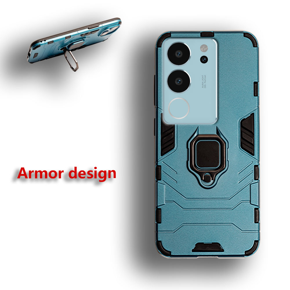 เกราะทหารสําหรับ Vivo V29 V2250 Kickstand ป้องกันเคสโทรศัพท์แหวนแม่เหล็ก Heavy Duty กันกระแทกผิว