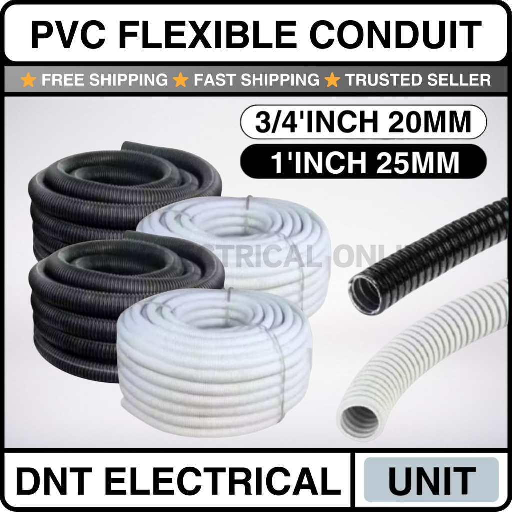 ** ** 15MTR PVC FLEXIBLE PIPE WIRING / PAIP FLEKSIBEL PVC / PVC FLEXIBLE HOSE PIPE [ 25MM(1") / 20MM