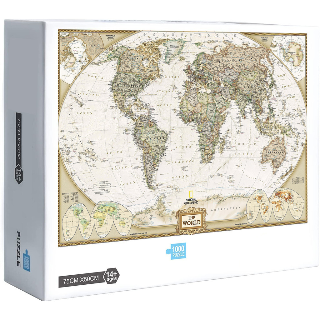 ใหม่แผนที่โลก 300 500 1000 ชิ้นจิ๊กซอว์ปริศนาตกแต่งบ้านของขวัญเกม W