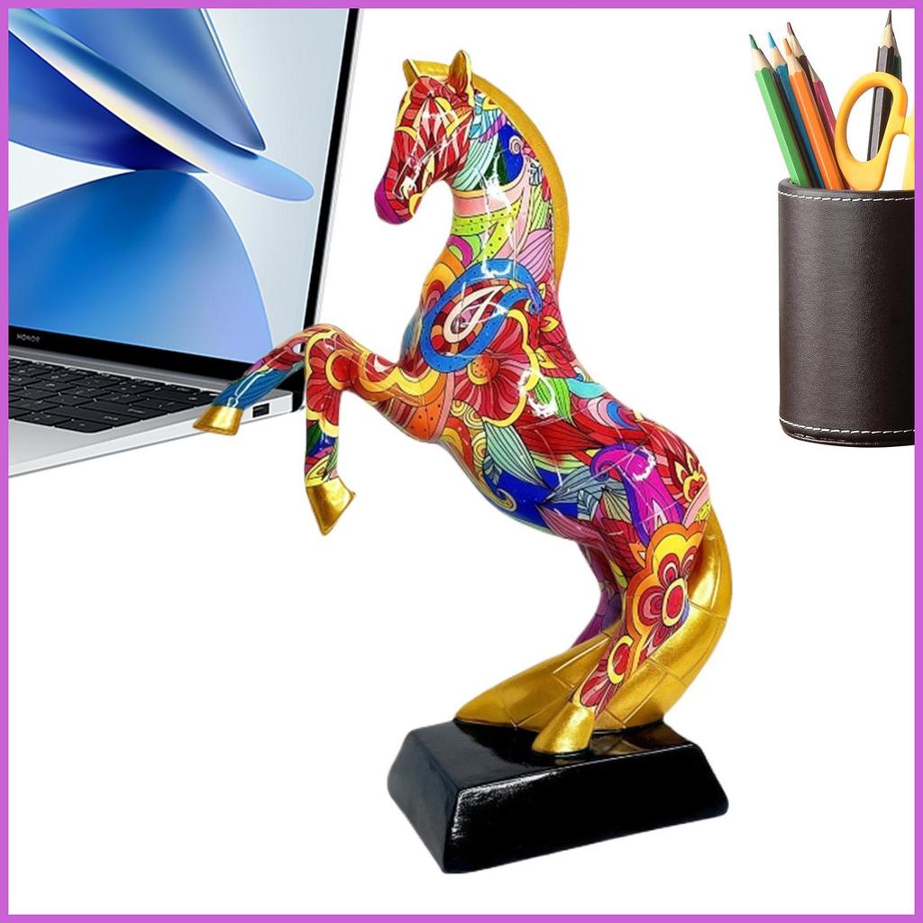 ประติมากรรมม้า Graffiti ตกแต่งบ้านสัตว์ประติมากรรม Graffiti Horse Art ตุ๊กตาสําหรับห้องนั่งเล่นชั้นว
