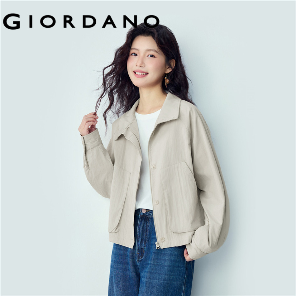 GIORDANO WOMEN Asymmetrical collar big pockets jacket 13376136