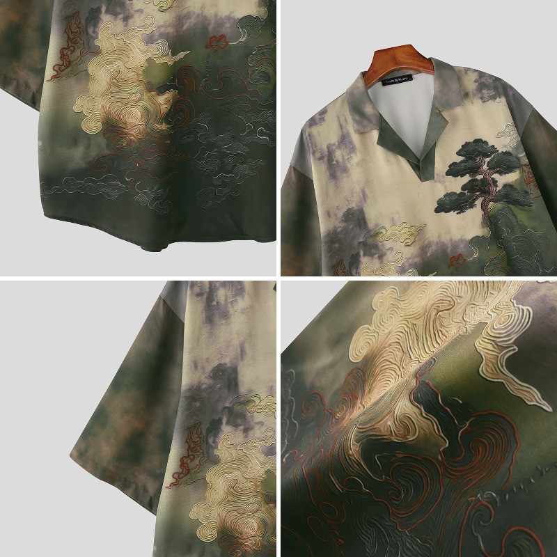 เสื้อโปโลผู้ชายสไตล์ญี่ปุ่นและเกาหลี พิมพ์ภูมิทัศน์ ราคา ถูกที่สุด ดีลบีเคเค แกลเลอรีภาพที่ 7
