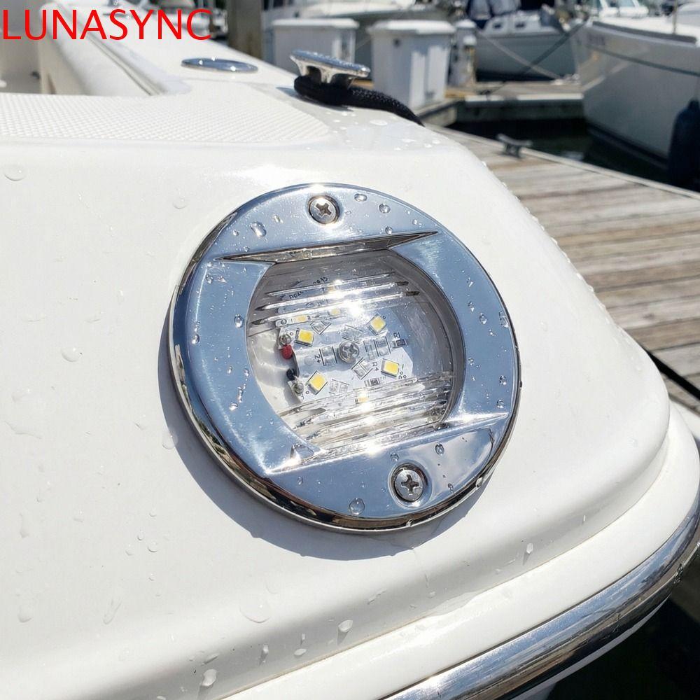 LUNASYNC Marine Boat Lights, กันน้ํา 12V LED Stern Light, อุปกรณ์เรือ Round Blue White LED Deck Ligh