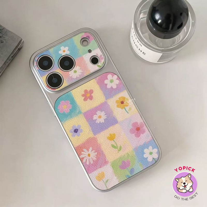 เคสโทรศัพท์ดอกไม้ทาสี Iphone 17 Pro Max iPhone 16 Pro 16 Plus ผิว 15 Pro Max ปกซิลิโคน 14 Pro ป้องกันการตก 13 รุ่นหญิง คลุมเต็มตัว หน้าต่างขนาดใหญ่ KNTP