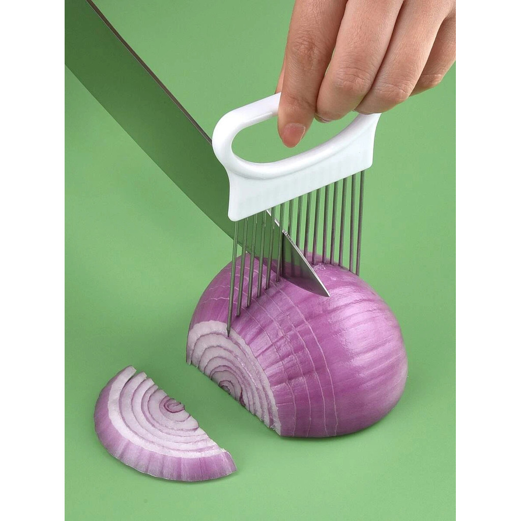 Effortlessly Slice Onions with this 1pc Colorful Onion Slicer Kitchen stainless steel potato chip on