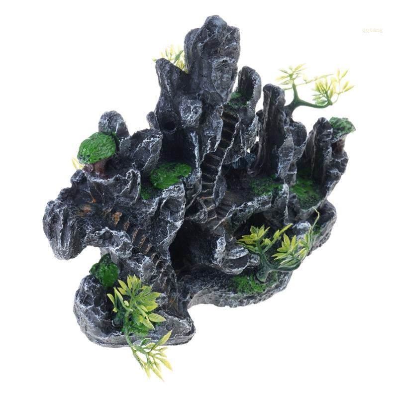 QQ* ตกแต่งถ้ําภูเขา Rockery ตุ๊กตาภูมิทัศน์สําหรับสัตว์เล็ก Habitats