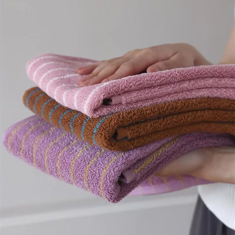 Retro Striped Cotton Towel Skin-Friendly Face Towel 70*140cm Bath Towels Soft Absorbent Face Towel K
