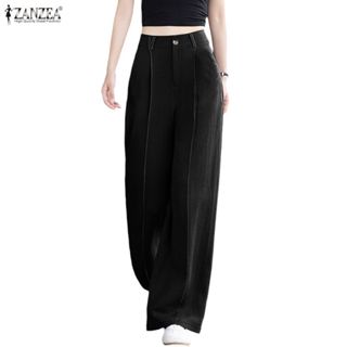 ZANZEA ใส่ ซานเซีย ผู้หญิงเกาหลีมินิมอลสบายๆกลับเอวยางยืดด้า…