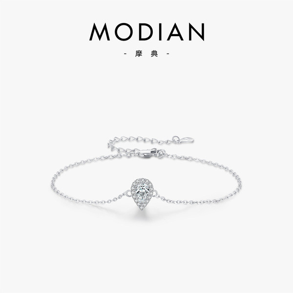 MODIAN MODIAN s925 เงินสเตอร์ลิงอารมณ์ Elegant Zircon Water Drop สร้อยข้อมือเพชรแฟชั่น All-Match Lig
