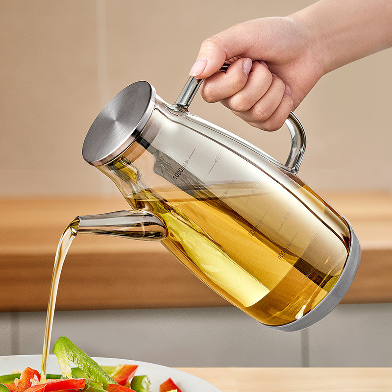 In-stock in Thailand Glass oil bottle with scale, not prone to oil residue Multi-purpose kitchen soy