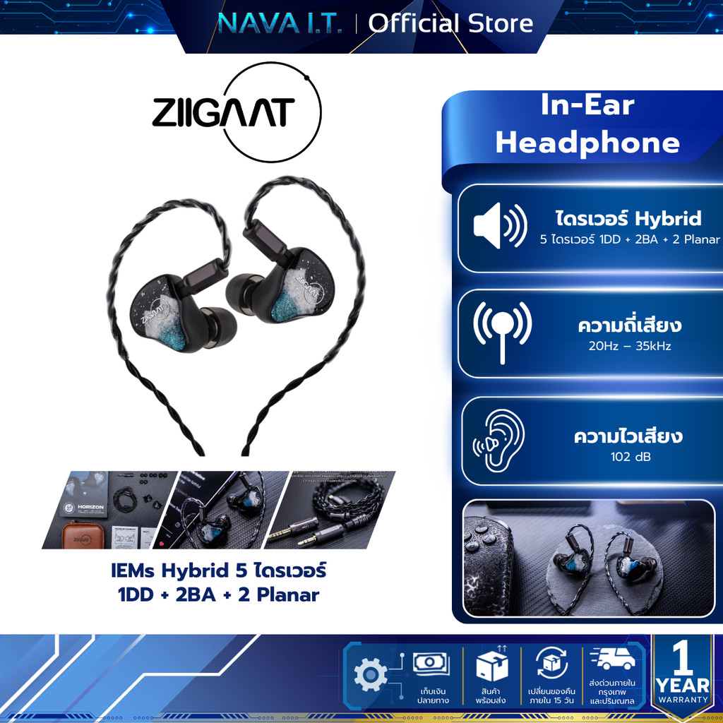 Ziigaat Horizon หูฟัง Hybrid 5 ไดรเวอร์ ผสานเทคโนโลยีเสียงระดับสูง