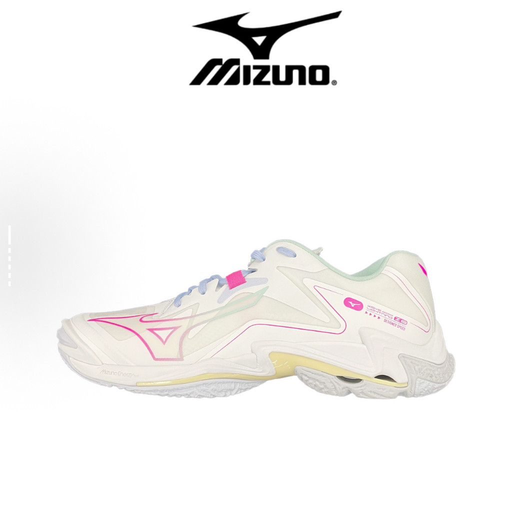 Mizuno Wave Lightning Z8 สําหรับผู้ชายและผู้หญิงรองเท้าแบดมินตันต่ําสีขาว NMXV