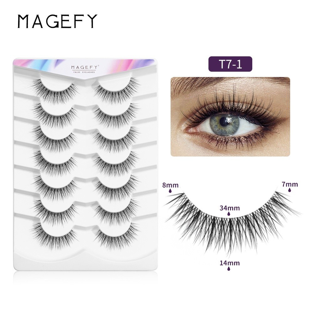 MAGEFY 7 คู่ขนตาปลอมสบาย Fluffy คุณภาพพรีเมี่ยมโปร่งใสธรรมชาติ Look Lashes