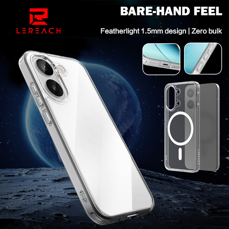Lereach สําหรับ Xiaomi Poco X8 Pro Max X7 Pro เคสแม่เหล็กคริสตัลใสกันกระแทกพร้อมเทคโนโลยีป้องกันการเหลือง TPU PC Hybrid Design