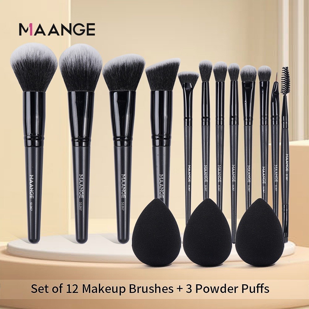 MAANGE 12PCS Professional Make up Brush Set สําหรับ Foundation Powder Blush อายแชโดว์แปรงแต่งหน้า