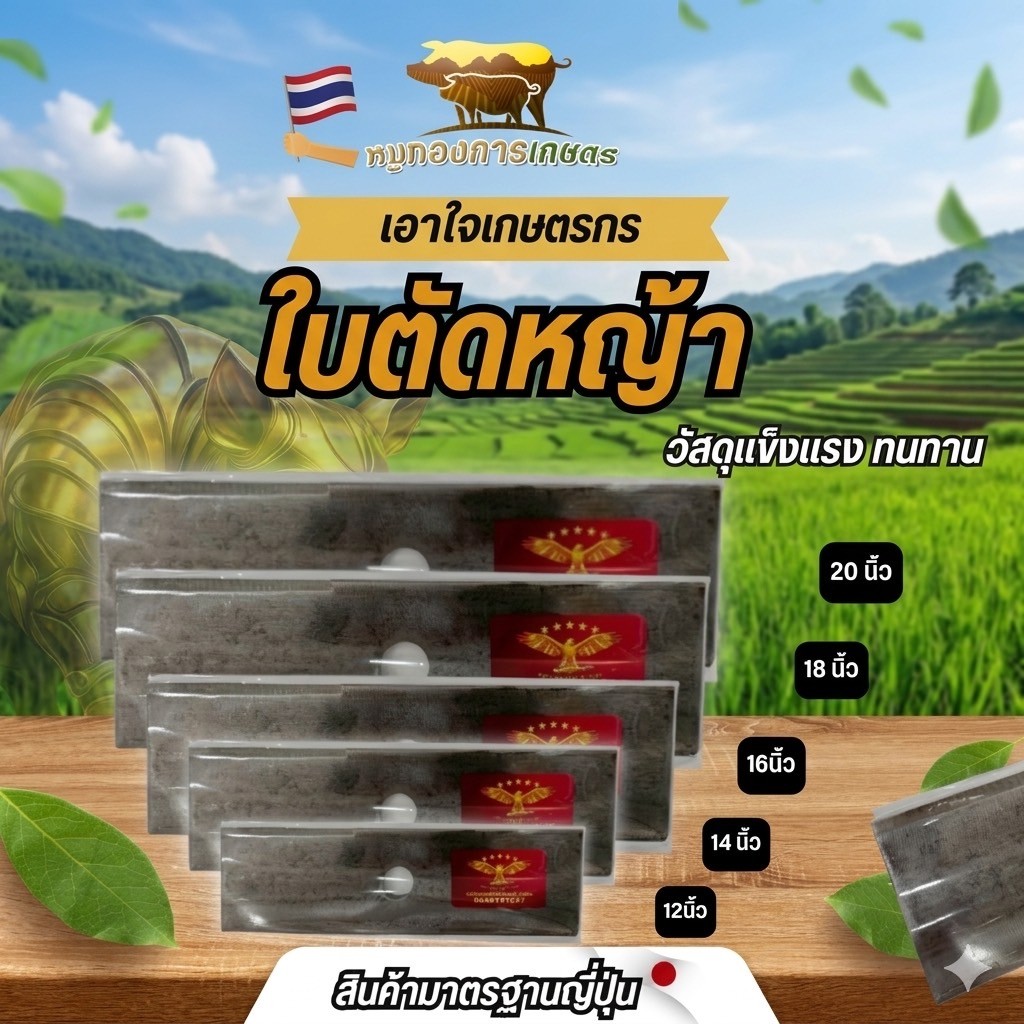 ใบมีดตัดหญ้า ใบตัดหญ้า มีหลายขนาดให้เลือกใช้ ใบหนา ใบคม วัสดุแข็งแรง ทนทาน สินค้าได้มาตรฐาน ใช้งานได้ยาวนาน