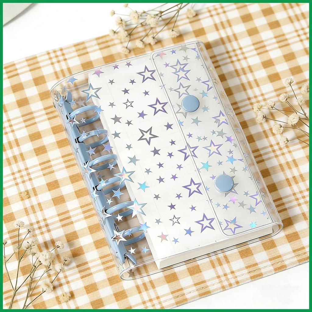 Binding ครอบคลุม A7 Glitter Star Budget Planner A7 Budget Binder สําหรับซองเงินสด Journal อัลบั้ม lu