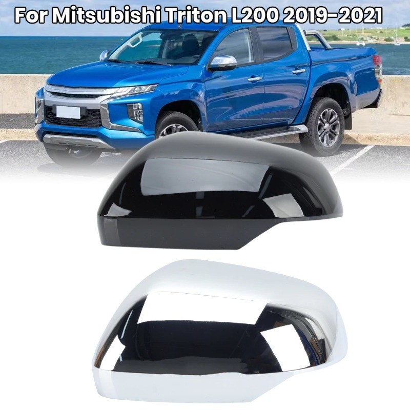Mitsubishi Triton L200 2019-2021 ฝาครอบกระจกมองข้างโครเมียมพร้อมหัวเข็มขัด OEM - อุปกรณ์ตกแต่งภายนอก