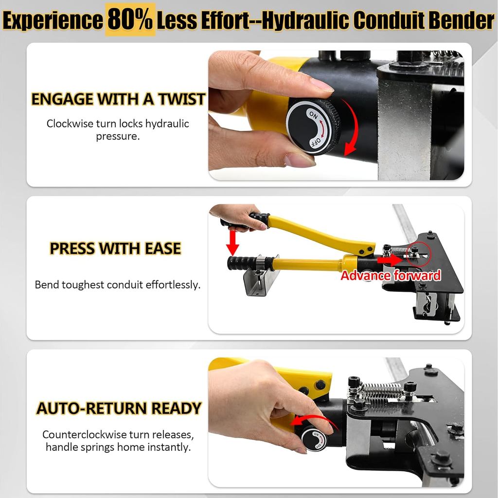 ไฮดรอลิก Conduit Bender สําหรับ 1/2 "& 3/4" EMT - Compact Conduit Offset Bender เครื่องมือไฮดรอลิกคว