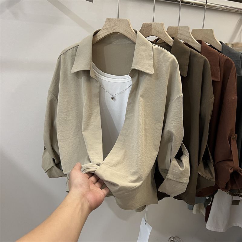 ฤดูใบไม้ผลิผู้หญิงปลอม twpolo Top สไตล์ใหม่คอปกแขนยาว Early Age สวยเกาหลี Chic สองชิ้นเสื้อสไตล์ตะวั