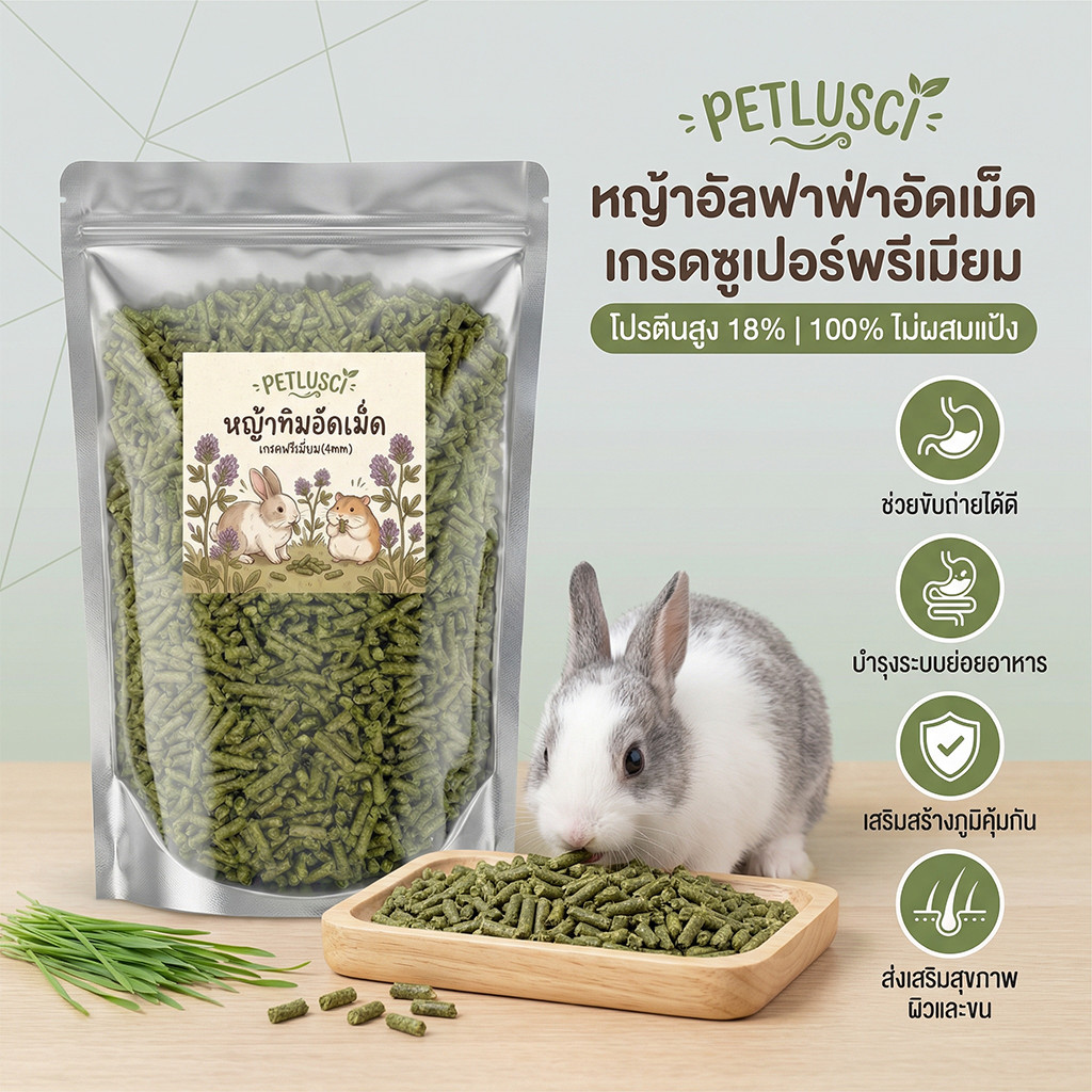 🐇หญ้าอัลฟาฟ่าอัดเม็ด🐿️Alfalfa Pellet อัลฟาฟ่าอัดเม็ด 500G/1000G สำหรับกระต่าย หนูตะเภา