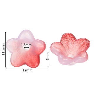 50-100ชิ้น ลูกปัดดอกกระดิ่ง (12x7mm) อะคริลิคไล่สีทูโทน ดอกไม้โปร่งแสง สำหรับร้อยสร้อยข้อมือ สายคล้องมือถือ DIY