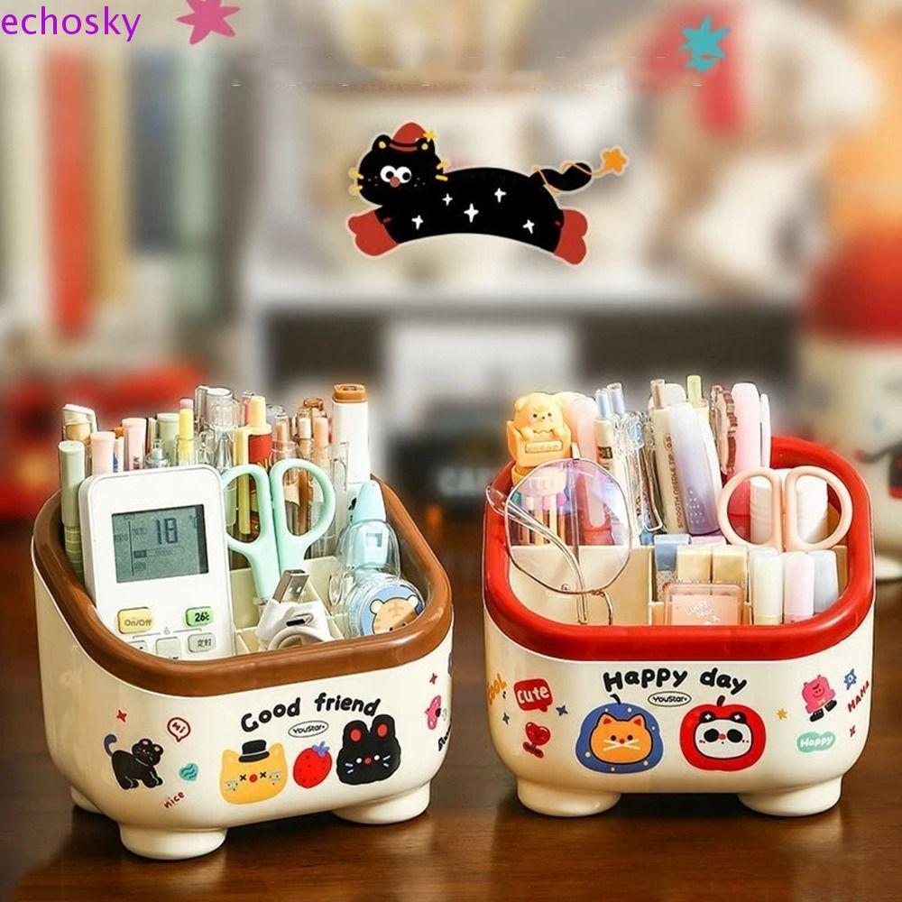เสียงสะท้อน ที่ใส่ปากกาตั้งโต๊ะ,การ์ตูนหลายตารางกล่องเก็บเครื่องเขียน,น่ารักความจุขนาดใหญ่ลื่นประหยัดพื้นที่ดินสอออแกไนเซอร์สํานั