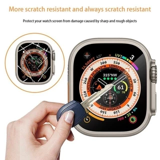 1/3 ชิ้นป้องกันหน้าจอสําหรับ Apple Watch Ultra 3/2/1 49 มม. 9H ความแข็งกระจกนิรภัยนาฬิกาฟิล์มอัตโนมัติชุดติดตั้ง