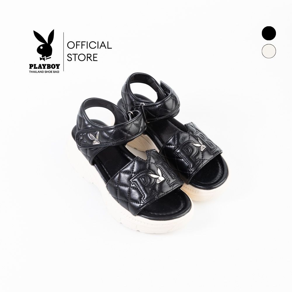 PLAYBOY รุ่น Divia Platform Sandals รองเท้าแตะรัดส้น รหัส ST-HS261C151 ดีไซน์บุนวมลายตาราง มี 2 สี