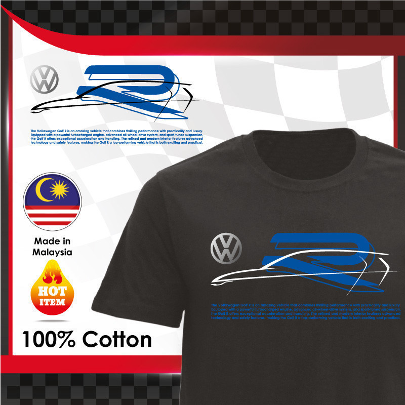 Mp 2025 X Volkswagen Golf R Mk5 Mk6 Mk7 Mk8 Gti Motorsports เสื้อยืดคอกลม 100% Baju Lelaki D-14