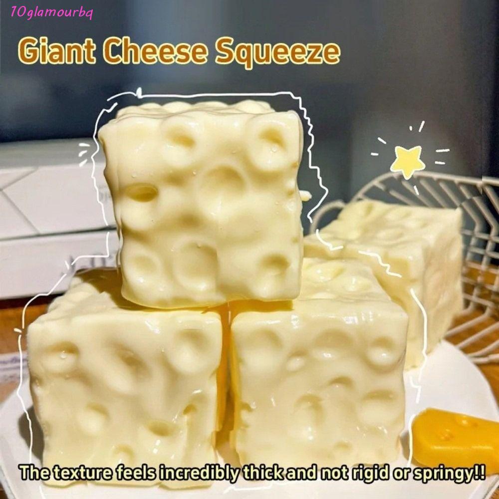 GLAMOURBQ Cheese Squeezed Cube, Super Soft 6/7 ซม.ชีสหยิก,แบบพกพาบรรเทาความวิตกกังวลที่สมจริงสบายชีสความเครียด Ball Office