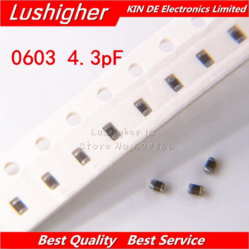 100 ชิ้น 0603 4.3pf 50V X7R 10% ตัวเก็บประจุเซรามิก SMD MLCC