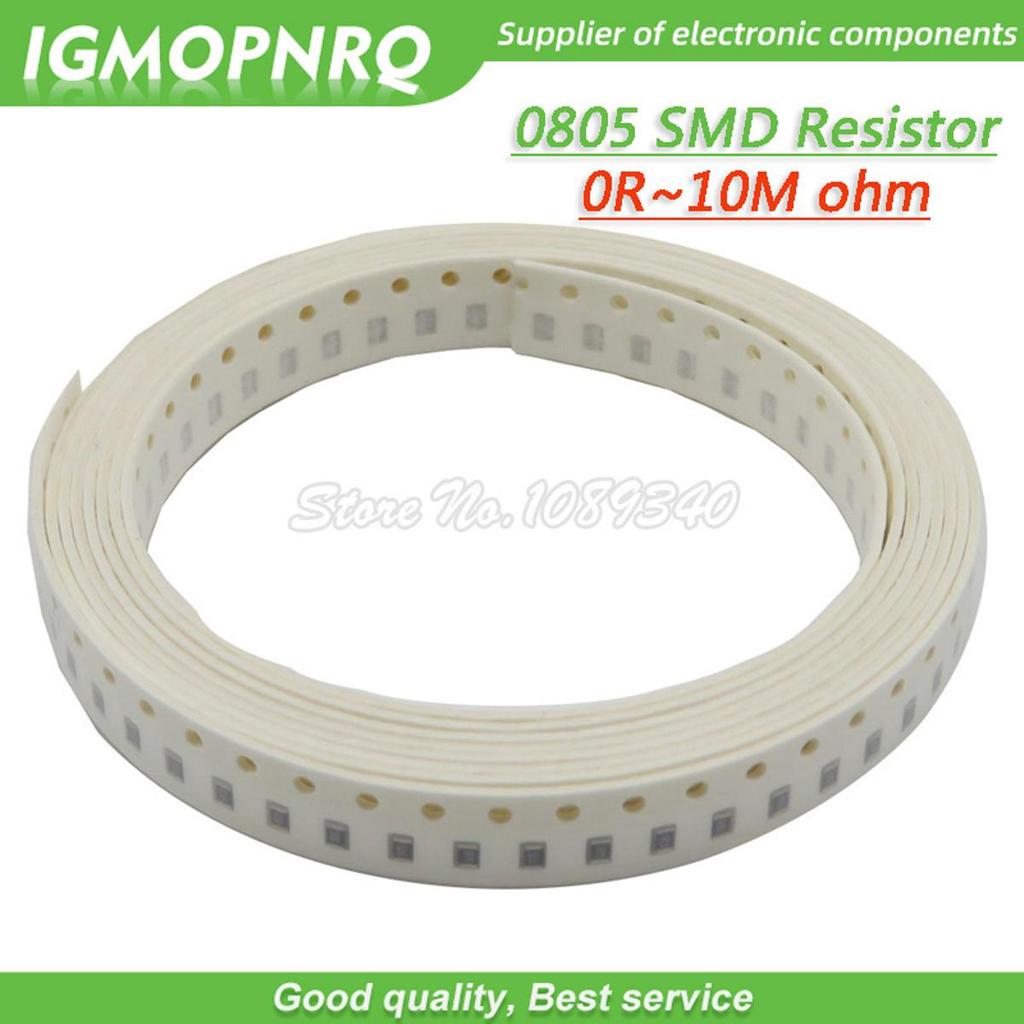100 ชิ้น 0805 SMD 1/4W ความต้านทานตัวต้านทาน 0R - 10M 1.8R 10R 100R 220R 330R 470R 560R 1K 10K 47K 1