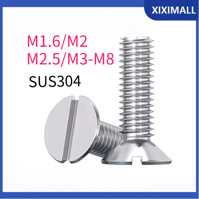 GB68 304 สแตนเลส one-word slot consunk หัวสกรู slotted แบนหัวสกรู M1.6M2M2.5M3M4M5M6M8M10XI-PH