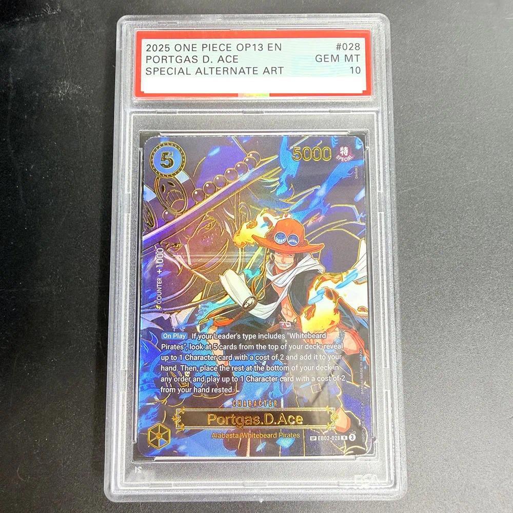 PSA 10 DIY การ์ดหนู ONE PIECE 2025 OP13 EN PORTGAS D. ACE EB02-028 คอลเลกชันการ์ดคัดลอก 10 จุด Rating Card อะนิเมะเกมของเล่น