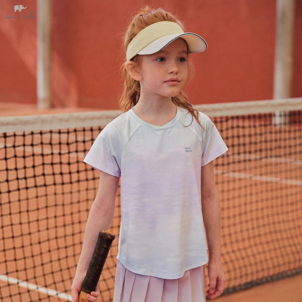 Dave Bella สาวฤดูร้อนเสื้อยืดเด็ก 7-13 ปี Quick-dry Tees เด็กเสื้อแขนสั้นสบายๆกีฬาเสื้อผ้า DK2261458
