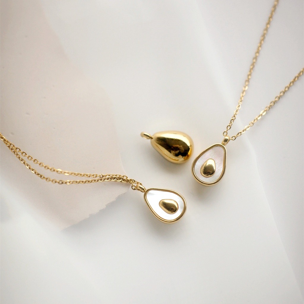 JT3 Love2Self X124 สร้อยคอโซ่สแตนเลสธรรมชาติสร้อยคออะโวคาโด Minimalist เกาหลี 316L สร้อยคอ