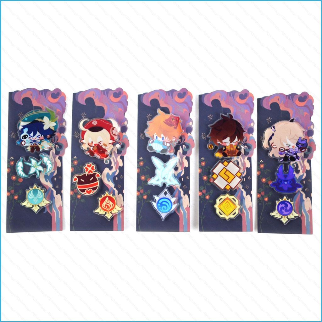 ZY2 Genshin Impact Badge อะนิเมะเข็มกลัด Pin คอสเพลย์ Venti Zhongli Klee Tartaglia พวงกุญแจกระเป๋าจี