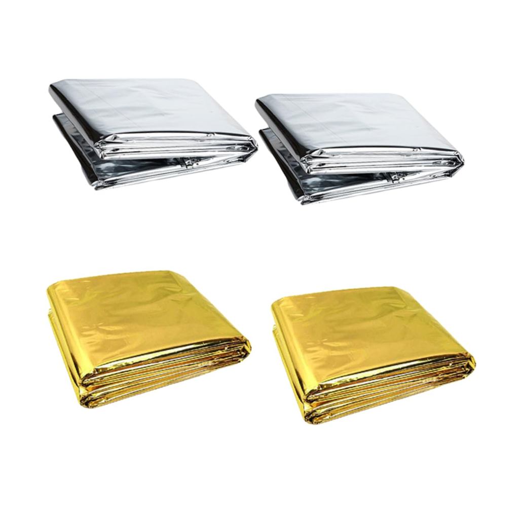 BESPORTBLE 4-Pack Thermal Blankets, Aluminum Emergency Blankets, Disaster Preparedness, Camping Use,