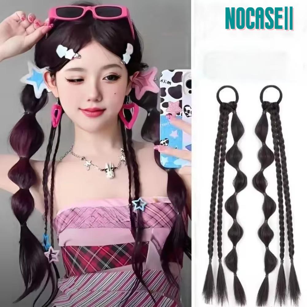 โนเคส 2 ชิ้น โคมไฟลายถักเปีย ไฟเบอร์ฟอง สำหรับวิกผม และอุปกรณ์เพิ่มความหวานสำหรับทรงหางม้า