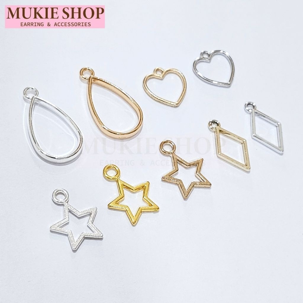 Mukie shop DIY จี้ จี้หัวใจ จี้กรอบโปร่ง แบบต่างๆ กรอบเรซิ่น แพ็ค 5,10,20 ชิ้น v.4 มุกี้ ช้อป